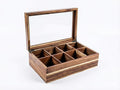 Acacia Wood and Bamboo Tea Bag Organizer - 4 & 8 Compartment Tea Box for Countertop - Tea Station & Coffee Bar Accessories - Fits Large & Craft Tea Bags (Wood, 8 Compartment)