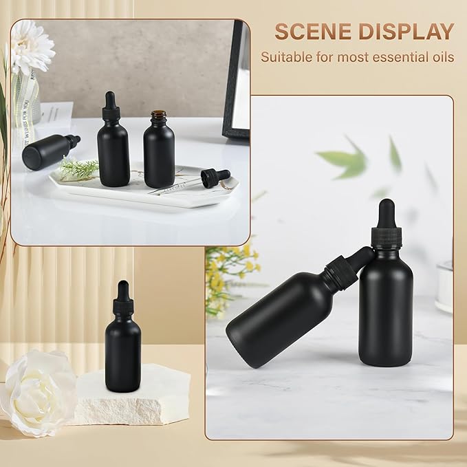 NOOEEISS 12 Pcs, 2oz Dropper Bottle, Black Glass Eye Dropper Bottle, Tincture Bottles with Dropper, Pretty Finish, Leak-Proof Design, Stronger Suction for All Kinds of Mixed Liquids