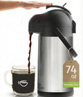 Thermal Coffee Carafe 74Oz, Keeps Drinks Hot for 12Hrs & Cold for 36Hrs, Insulated Stainless Steel Coffee Carafe for Hot Drinks, Easy One-Handed Dispensing for Office, Home, Party, Durable Tea Flask
