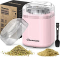 Hermolante Herb and Spice Grinder, 200W Electric With Stainless Steel Blade, Cleaning Brush - Compact Size 5.11in (Pink)