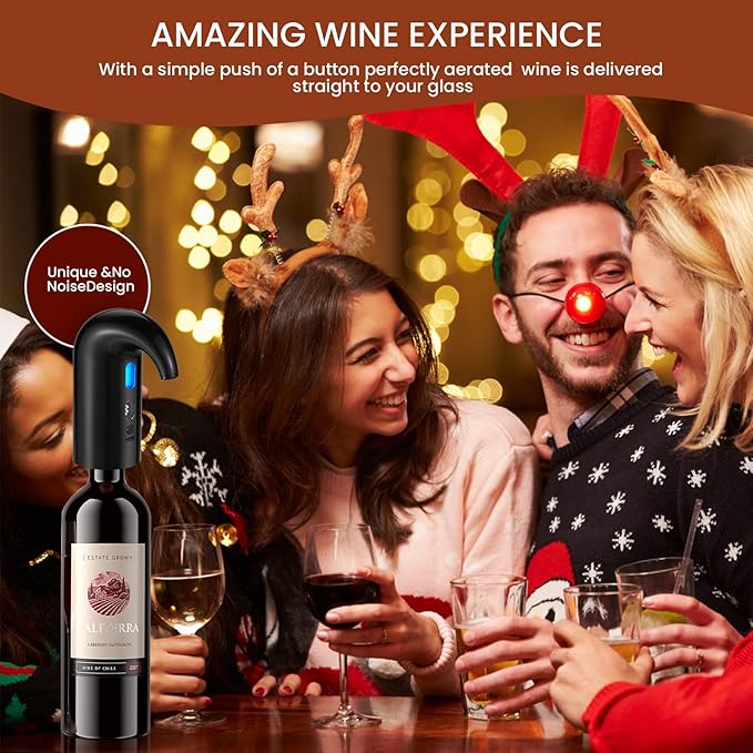BLUBYEES Electric Wine Aerator, Decanter & Dispenser – USB Rechargeable, Gift for Christmas, Housewarming, Birthday, Wedding, Anniversary, and Retirement, Ideal for Wine Lovers, Men and Women
