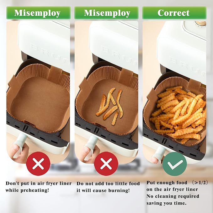 Air Fryer Disposable Paper Liner - 100PCS 7.9In Square Non-Stick Insert Parchment Paper Liners, Oil-proof, Water-proof Cooking Baking Roasting Filter Sheet for Airfryer Basket, Microwave, Oven, Dryer