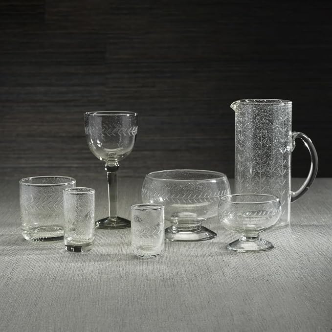 Zodax Tuscan Handmade Etched Glass - Set of 1 (Goblet)