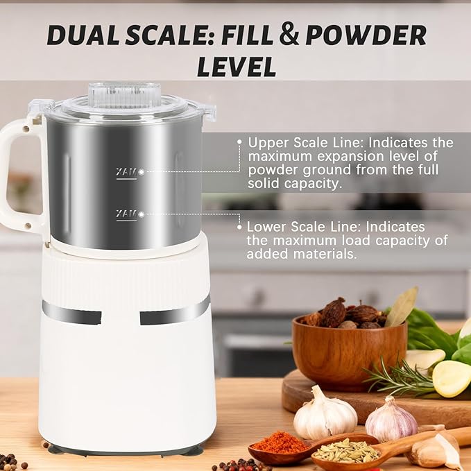 Electric Grinder for Kitchen | 800W Versatile Spice Grinder with 4 Speed Adjustment | Detachable Bowl, Suitable for Grinding Spices, Grains, Coffee