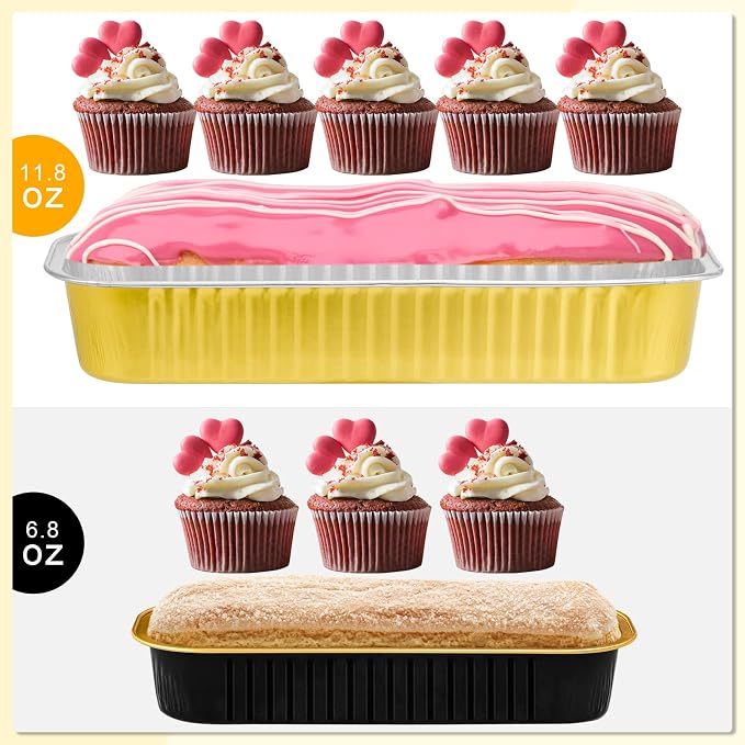 Upgrade Large 11.8oz Mini Cake Pans with Lids and Spoons 30Pcs Mini Loaf Pans Disposable for Gift Giving Bake Sale Lunchbox Baking ContainersSuitable for Bread, Cakes, Treats, Ice Cream