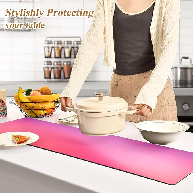 Gradient Pink Red Trivet Table Runner Heat Resistant 230F for Hot Dishes Pots Plates Kitchen Dining Table Protector Decorative 39.37 X 11.8 Inch