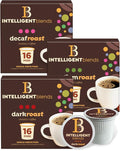 Intelligent Blends Dark Roast, Medium Roast & Decaf Dark Roast Coffee Pods Variety Pack, 48 ct, Single Serve Pods – 100% Arabica Coffee, Compatible with Keurig K Cups Maker