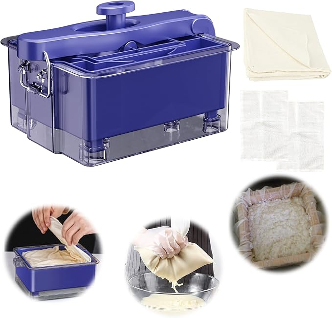 Tofu Press for Vegan, Dishwasher Safe & BPA Free Tofu Press Adjustable Tofu Maker for Firm or Extra Firm Tofu 2 Level Pressure Tofu Press Box with Water Drainer BPA Free
