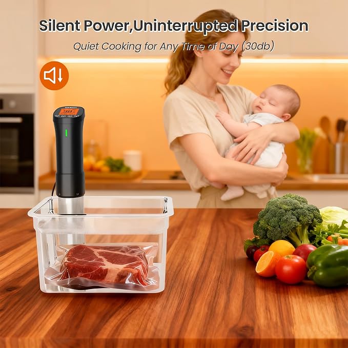 Sous Vide Cooker WiFi 2.4G, 1000W Sous Vide Machine ISSV-200-W with APP 18 Recipes, Timer Alarm, 1°F Precision, Calibration, Ultra-Quiet Thermal Immersion Circulator APP-Controlled