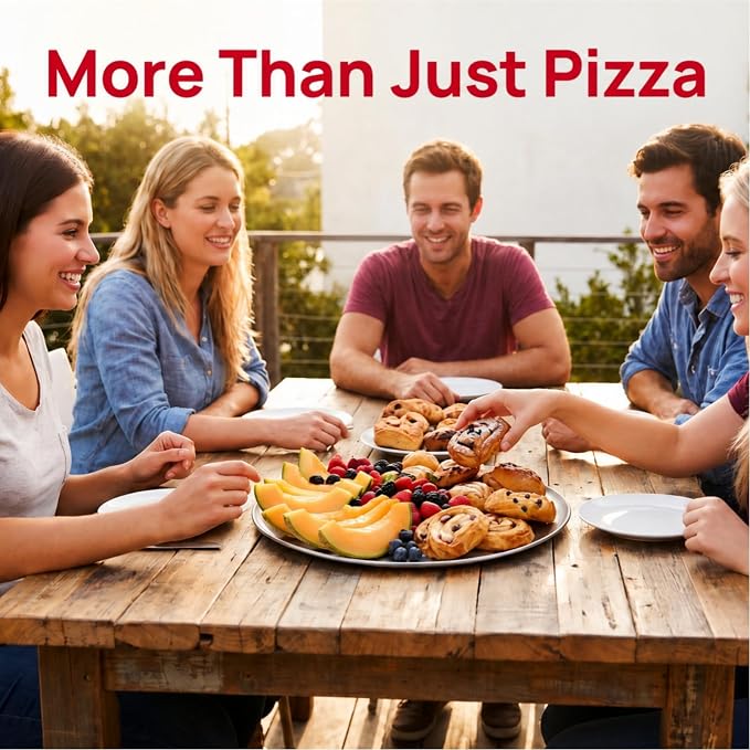 TOPZEA 4 Pack Stainless Steel Pizza Pan, 13-1/2 Inch Round Pizza Tray for Oven, Durable Crisper Pans Baking Sheet Food Appetizer Serving Plate for Pie, Cookie, Dishwasher Safe