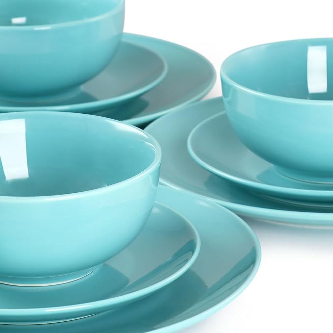 Elama Luna 18 Piece Round Porcelain Dinnerware Set (Blue)
