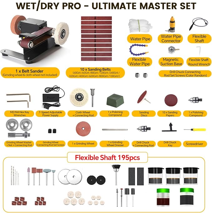 6-In-1 Mini Belt Sander Mini Belt Sander, Electric Small Sander Knife Sharpener Supplies, 7 Adjustable Speed, 795 Motor, Metal Wood DIY Handcraft, Tool & Knife Sharpening (Ultimate).