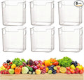 2/4/6/8 Pcs Crystal Clear Freezer Storage Bins, Freezer Organizer Bins, Clear Plastic Bins, Stackable Kitchen Cabinet Organizer with Handles for Frozen Food, Meat & Veggies (6, Transparent, S)