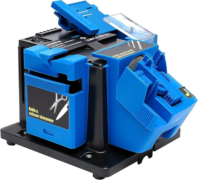 Electric Drill Bit Sharpener, 3-in-1 Multifunction Electric Sharpening Machine for Knife, drill, Chisel, Scissor, 110V, Grinder with Adjustable Angles, 96W, 1350rpm, Compact Design