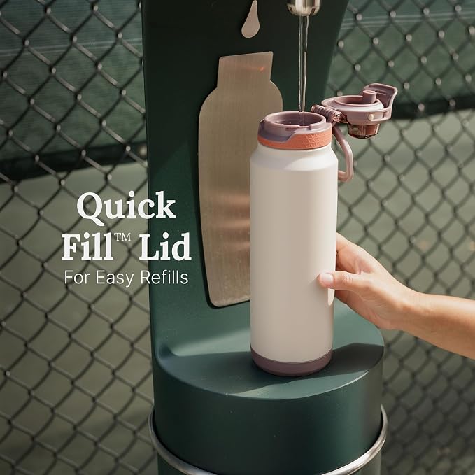 ZULU Powerfill Pro 32oz Stainless Steel Water Bottle with Quick Fill Lid, Triple Walled Vacuum Insulated Metal, Leak Proof Locking Lid, Sip and Chug, Reusable BPA Free, Driftwood