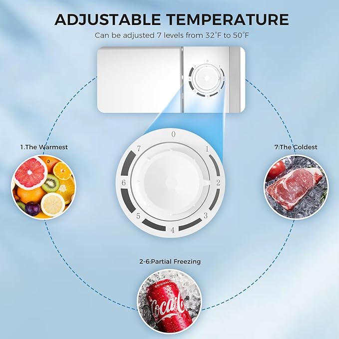 Antarctic Star 1.7 Cu.Ft Compact Refrigerator with Freezer,Adjustable Thermostat,Removable Glass Shelf,Single Reversible Door Mini Fridge for Bedroom,Office,Dorm,Silver
