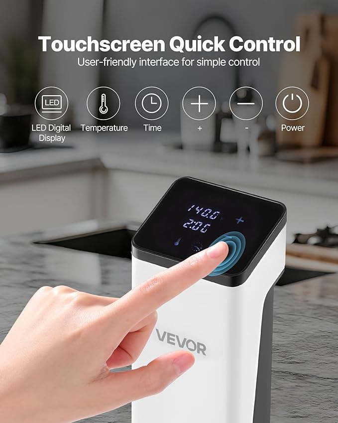 VEVOR Sous Vide Precision Cooker, 850W Sous-Vide Cooking Machine, Immersion Circulator with LED Digital Display, Secure Clamp Design, Fast-Heating, Accurate Temperature & Timer Control, Sous-Vide
