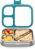 HOMEKOL Stainless Steel Bento Lunch Box, 3-Compartment Leak-Proof Lunch Container for Kids & Adults, BPA/BPS-Free 304 Metal Food Box, Dishwasher Safe, Clear Tritan Lid, Blue (Not Insulated)