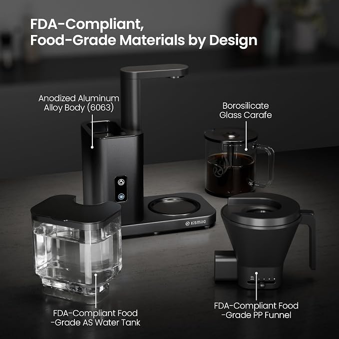 Kismile SCA-Certified 8 Cup Drip Coffee Maker, Pour Over Coffee Machine with 3s Instant Heat 197–205℉, Adjustable Flow Control, Removable Water Tank, Deep Cold Brew & 40 Min Keep Warm (Dark Grey)
