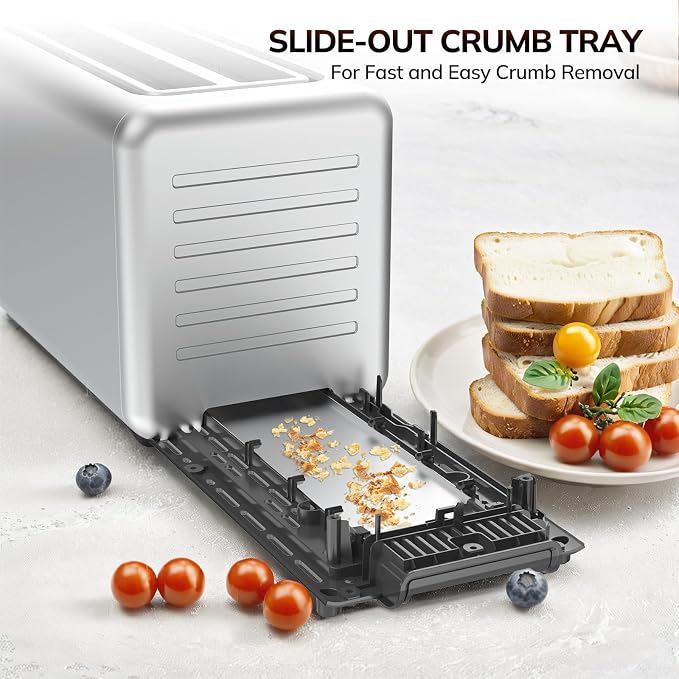 Keenstone Toaster 4 Slice, Digital Smart Toaster with TouchScreen, Memory Function, Single Slot Toasting, Timer, Reheat & Defrost for Bagels, Bread, Waffles, Muffin, Stainless Steel Kitchen Essentials