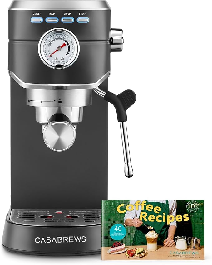 CASABREWS CM5418 Espresso Machine 20 Bar, Stainless Steel Espresso Maker with Milk Frother, Compact Cappuccino Machine for Home, Small Espresso Coffee Machine for Latte, Black