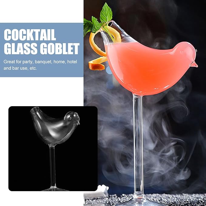 UPKOCH 8 Pack Cocktail Glass Bird Shaped Cocktail Glass Set Creative Glass Goblet Clear Champagne Wine Glasses Transparent Glassware for Bar Restaurant Club Party