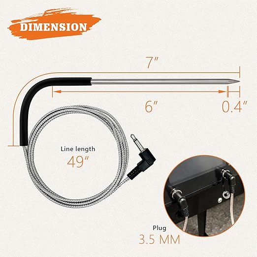 Replacement Parts Kit Temp Meat Probe and Hot Rod Igniter for Pit Boss Pellet Grills and Smokers, with 2 Pack Probe Grommets, Probe Clips and 2 Fuses