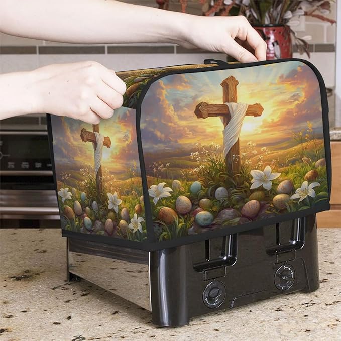 Easter Eggs Art Flower Toaster Cover 4 Slice Dust and Fingerprint Protection Toaster Bread Maker Covers Washable Kitchen Small Appliance Covers for Kitchen Accessories Decor Bakeware Women Gift