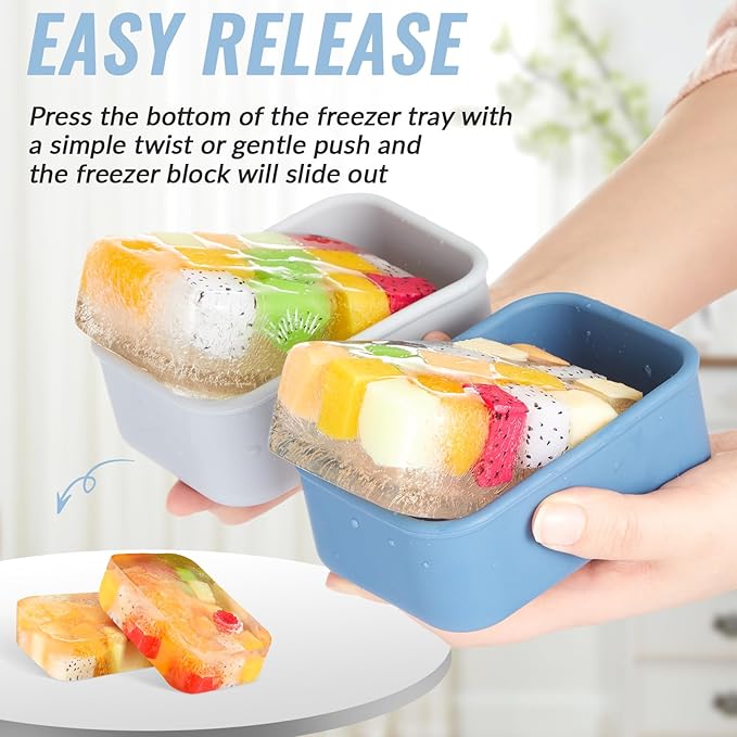 Teenyyou 6 Packs 1 Cup Silicone Soup Freezer Molds with Lid Silicone Soup Freezer Trays Rectangle Reusable Food Preserving Tray Freezing Sauces Stews(Dark Blue, Gray)