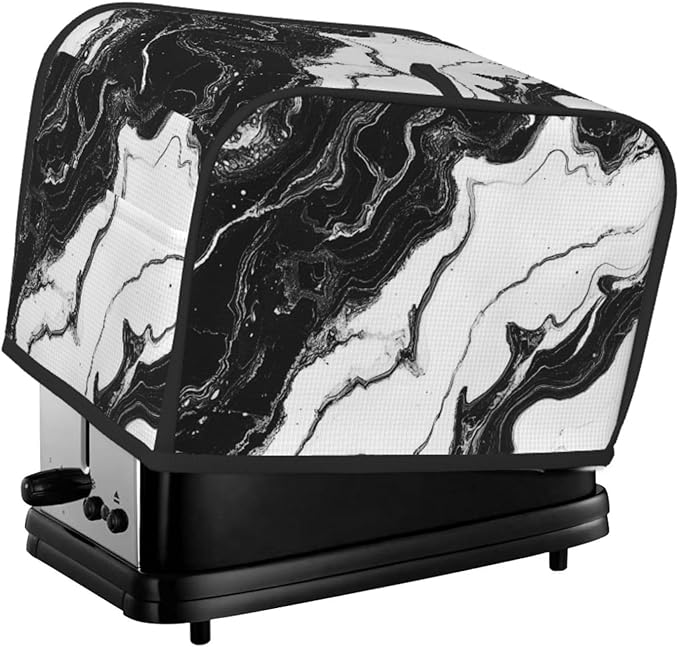 Toaster Cover 2 Slice Marble Black White Liquid Abstract Kitchen Small Appliance Covers with Pockets Dust and Fingerprint Protection