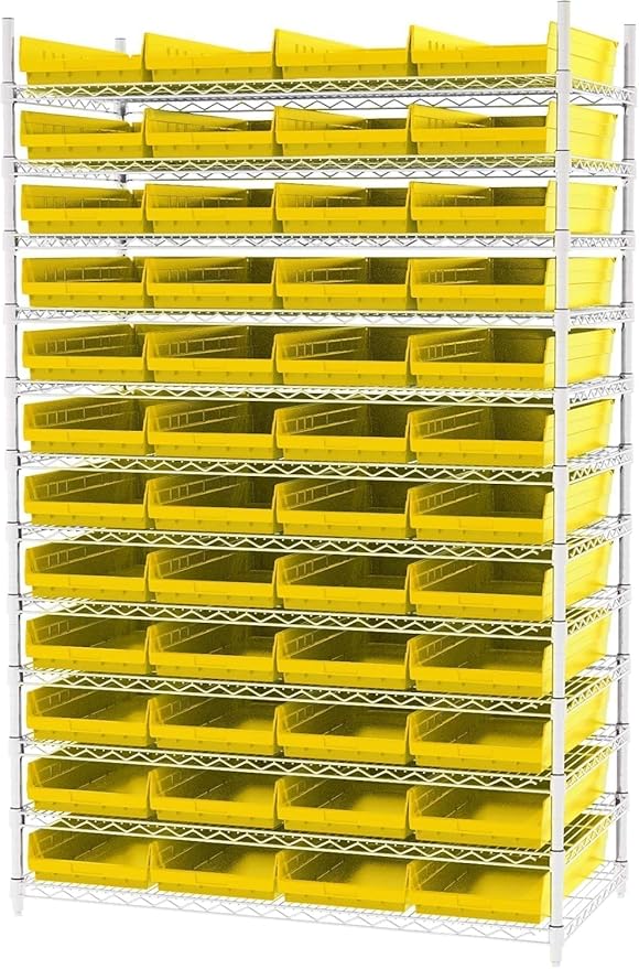 Akro-Mils 30174 Plastic Nesting Shelf Bin Box, (24-Inch x 11-Inch x 4-Inch), Yellow, (6-Pack)