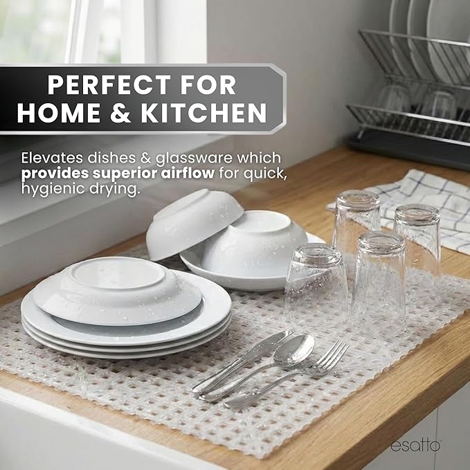 Esatto Interlocking Shelf Mats – for Spills, Clean Bars, Stain Protection, and an Anti-Slip Surface (6, Clear)