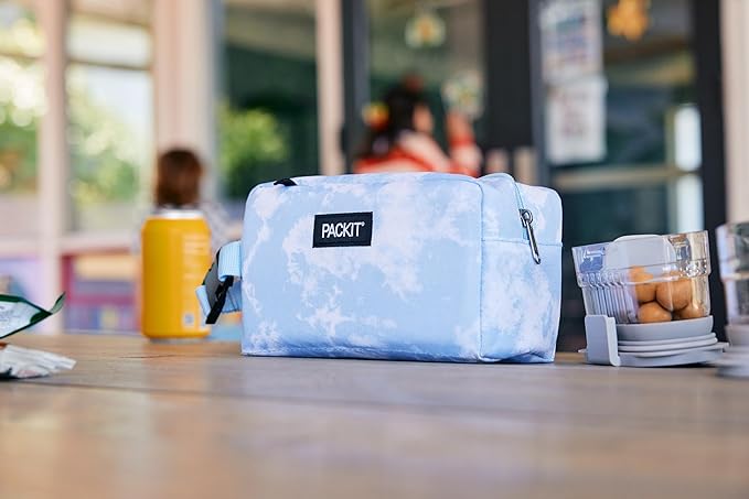 PackIt Freezable Snack Box, Gray Fog, Built with EcoFreeze Technology, Collapsible, Reusable, Zip Closure with Buckle Handle, Designed For Work Snacks, Fresh Snacks On the Go, Adults, and All Ages