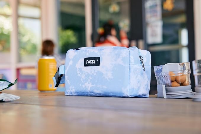 PackIt Freezable Small Insulated Snack Box, True Blue, with EcoFreeze Technology (Built-in Ice Pack), Mini Cooler or Small Lunch Bag, For Fresh Snacks On the Go, for Work, Gym, or Travel