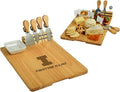 NCAA Illinois University Officially Licensed Fighting Illini Bamboo Cheese/Charcuterie Board with Ceramic Bowl, Knife Set & cheese Markers