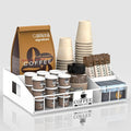 Metal Coffee Station Organizer for Countertop - Coffee Bar Organizer with Designable DIY Logo, K Cup Pods Holder & Tea Condiment Storage - Rustic Breakroom Kitchen Decor in White （1 Pcs）