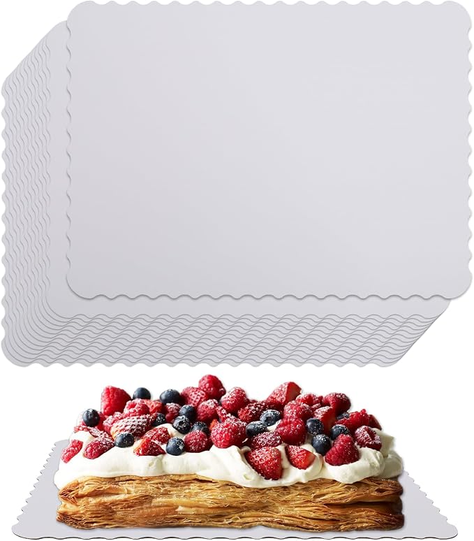 15 Pack 19 x 14 Inch Greaseproof Rectangle Cake Boards, Premium Corrugated Single Wall Cake Base Board Half Sheet Cake Board for Sheet Cake, Dessert Base, Cupcake and Cake Pizza(White)
