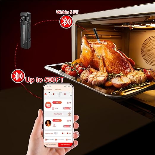 Digital Meat Thermometer, Food Thermometer for Cooking and Baking, Instant Digital Waterproof Meat Thermometer for Grill, Wireless Thermometer for Kitchen Cooking Food
