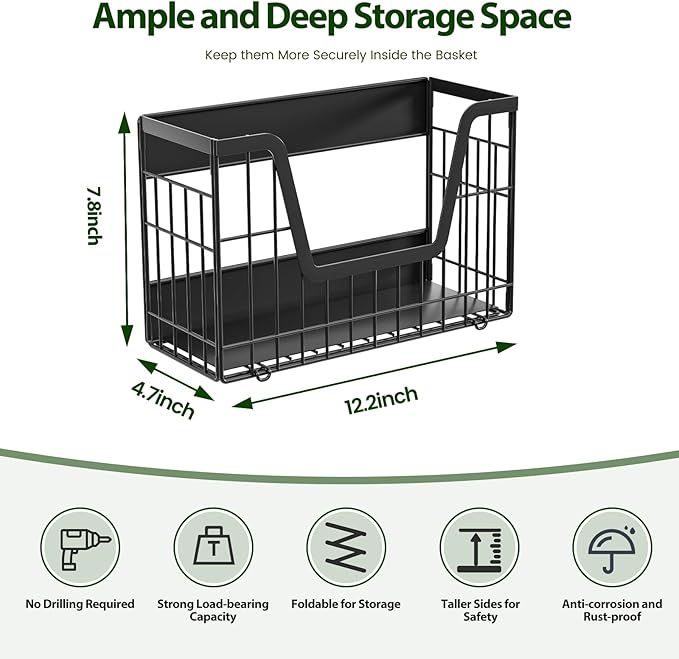 2 Pack Magnetic Shelves for Washing Machine, 15LB Heavy Duty Laundry Organizer, Large Capacity Collapsible Deep Baskets, No Assembly Organizer with Hooks, for Fridge, Dryer, Kitchen Spice Rack