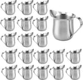 JAPCHET 20 Pack 3 Oz Small Metal Creamer Pitchers, Stainless Steel Bell Creamers with Pouring Spout, Mini Pitcher Cup Creamer Dispenser for Serving Milk, Coffee Cream, Sauce, Maple Syrup