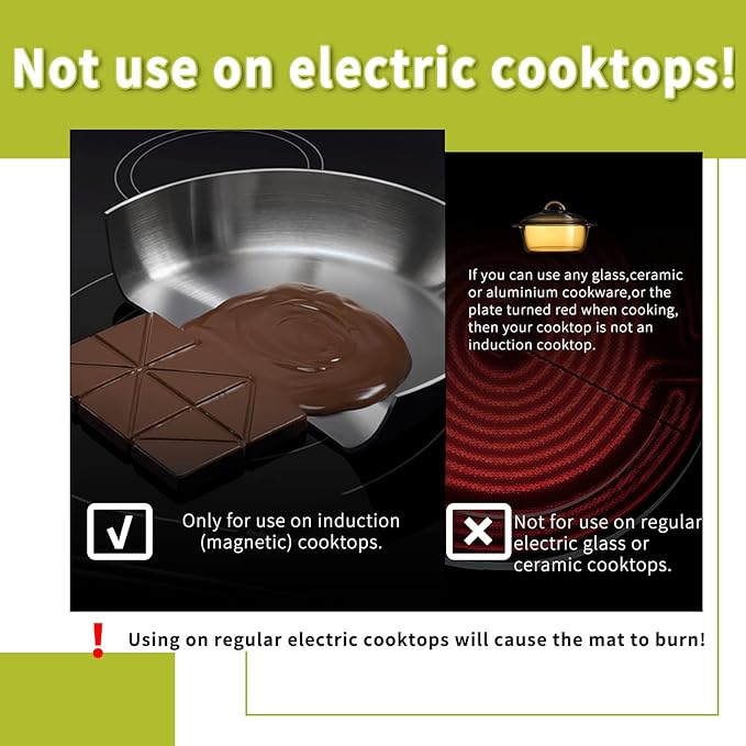 Cook's Aid 2PCS Silicone Induction Cooktop Protector Cover Mat 11"(Magnetic) | 230°C (450℉) Heat-Resistant Induction Stove Protector | Multifunctional Silicone Mat (Logo CK)