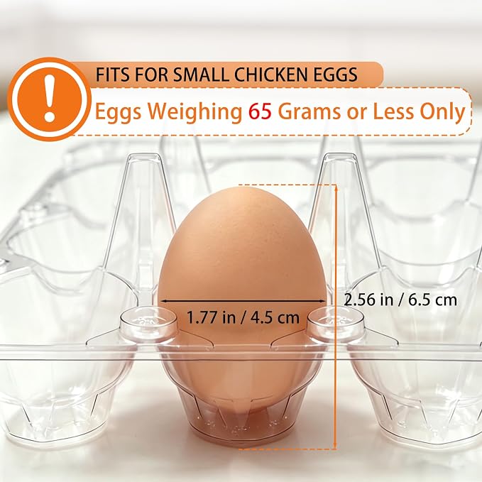 100 Pack 3x4 Plastic Egg Cartons Bulk 12 Count Clear, Reusable Stackable Dozen Chicken Eggs Containers Holders for Storage, Family, Farm Markets and Commercial Display