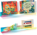 NiHome Magnetic Iridescent Acrylic Book Shelves 2-Pack, 17'' for Whiteboard, Classroom and Fridge Storage, Sleek Design for Large Picture Books and File Holders, Holds up to 8.5 lbs