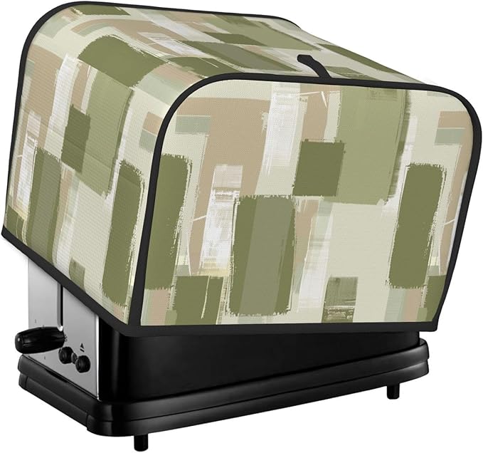 Toaster Cover 4 Slice Modern Art Geometric Sage Green Kitchen Small Appliance Covers with Pockets Dust and Fingerprint Protection
