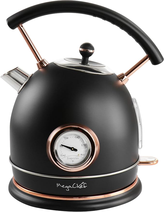 MegaChef 1.8 Quarts Half Circle Electric Tea Kettle in Matte Black
