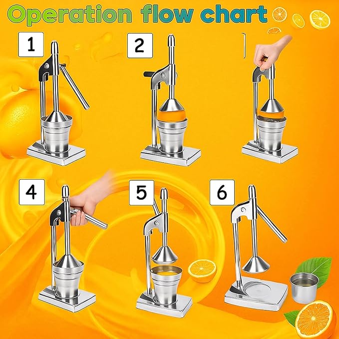 Manual Juicer Hand Press, Effective Cast Iron Juicer Hand Press, Heavy Duty Stainless Steel Manual for Fresh Lemonade and Orange Juice, Easy to Use and Clean, Home and Kitchen Essentials