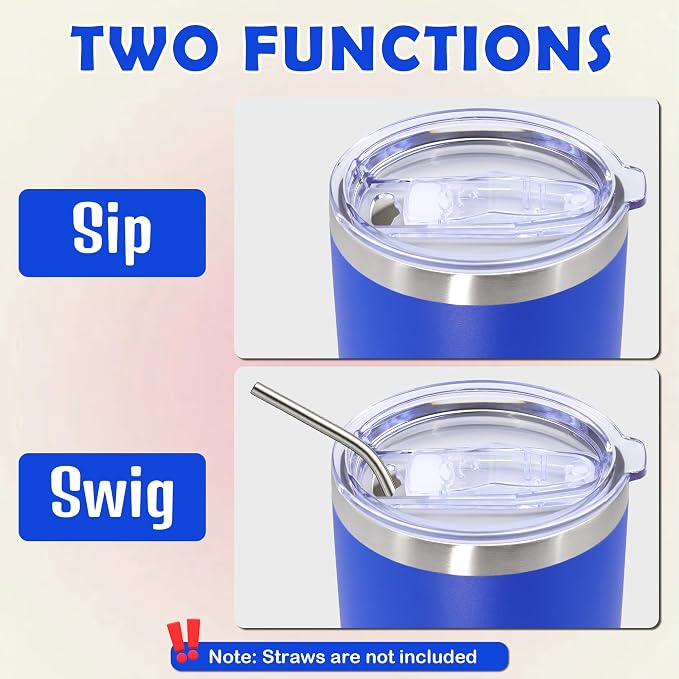 20oz Tumbler Bulk Stainless Steel Tumbler Cup with Lid Vacuum Insulated Double Wall Travel Mug, Durable Powder Coated Travel Coffee Tumbler Mug for Hot & Cold Drinks, Dark Blue,8 Pack