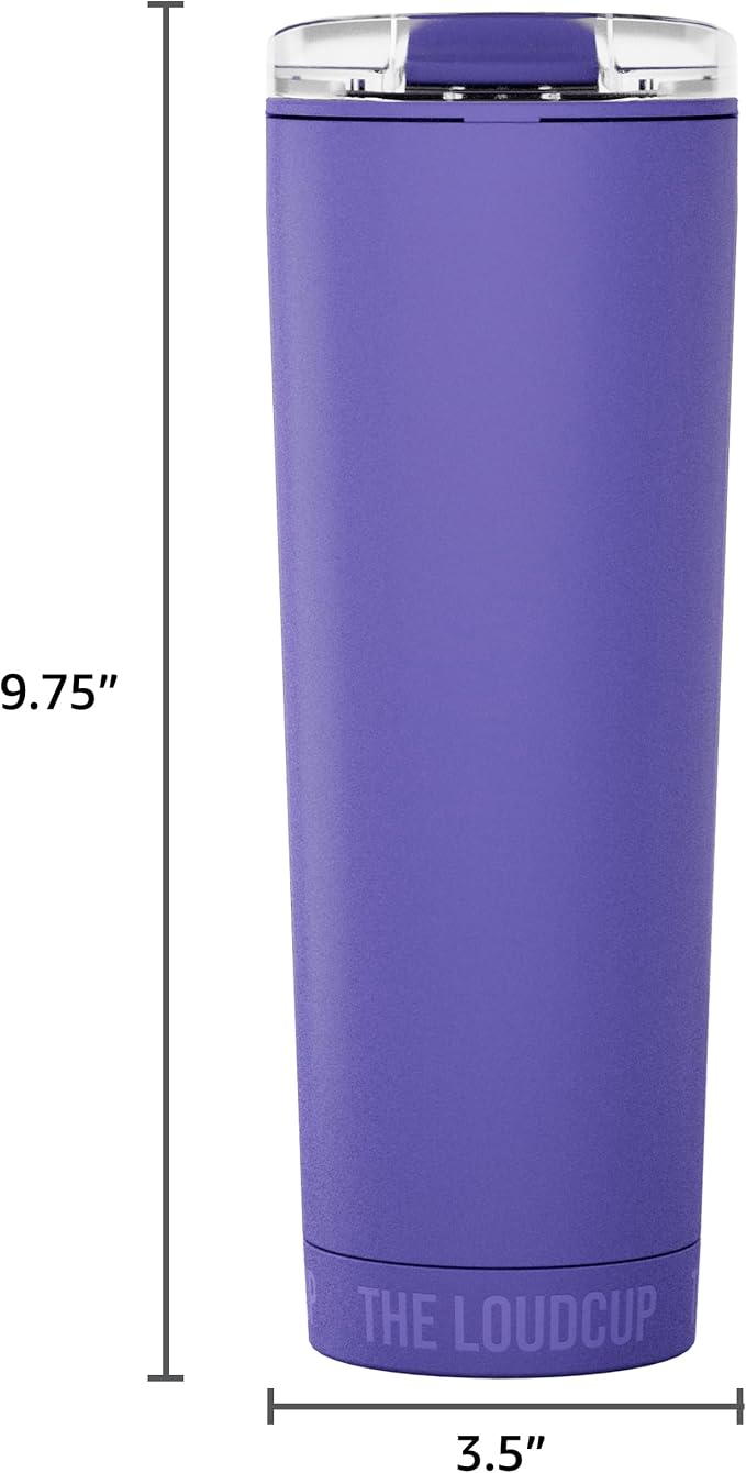 The LoudCup Blow Horn Tumbler, Cheer & Sip 2-in-1 Reusable Water Bottle with Built-In Horn for Sports Games, Tailgates, Parties & Events, BPA-Free, 23 oz, Royal Purple
