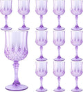 Plastic Wine Glasses, Plastic Goblets Vintage Style Cordial Unbreakable Drinking Glasses, Reusable Drinkware for Wedding Reception, Grand Event Party Supplies (12, Purple)