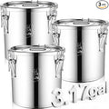 Suclain 3 Pcs 12L 304 Stainless Steel Airtight Canister Large Stainless Steel Food Storage with Secure Locking Lid Metal Leak-proof Container for Pantry Organization Rice, Flour, Oil, Water